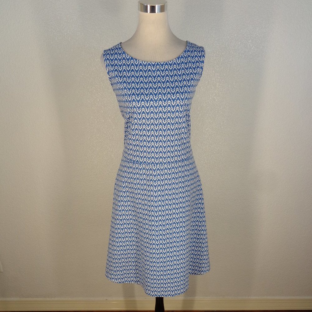 Talbots Woman Blue White Sleeveless Fit Flare Dress Plus Size 1X